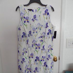 Alyx White Sheath Dress with Purple Irises